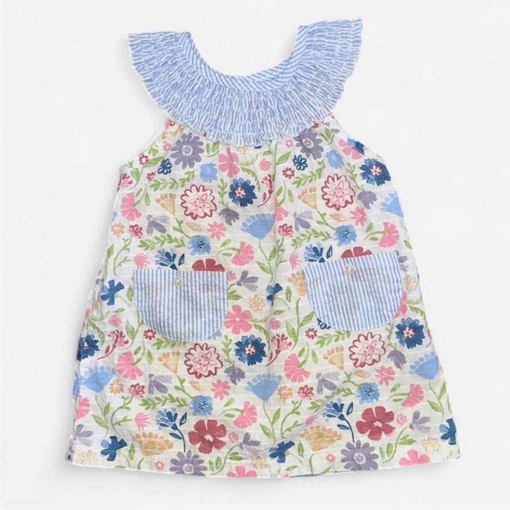 Mud Pie Floral Kids Dress with Blue Accents